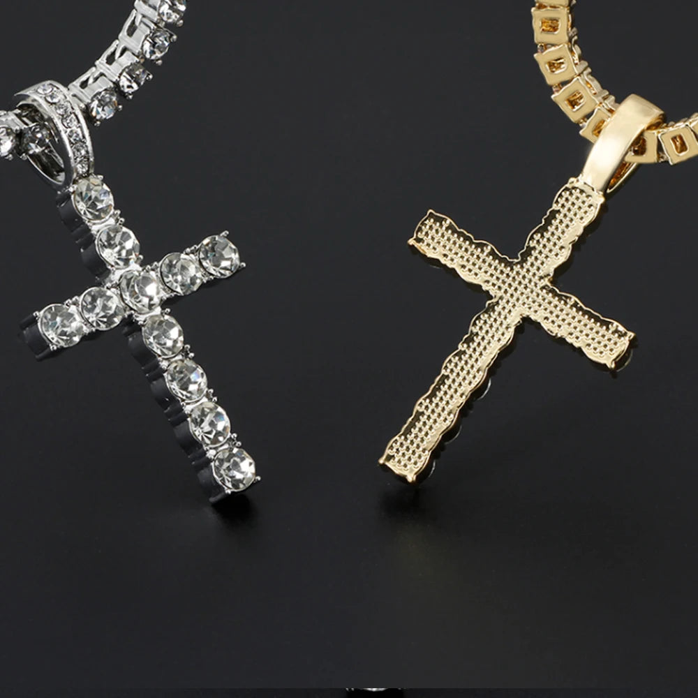ICED CROSS PENDANT WITH TENNIS CHAIN