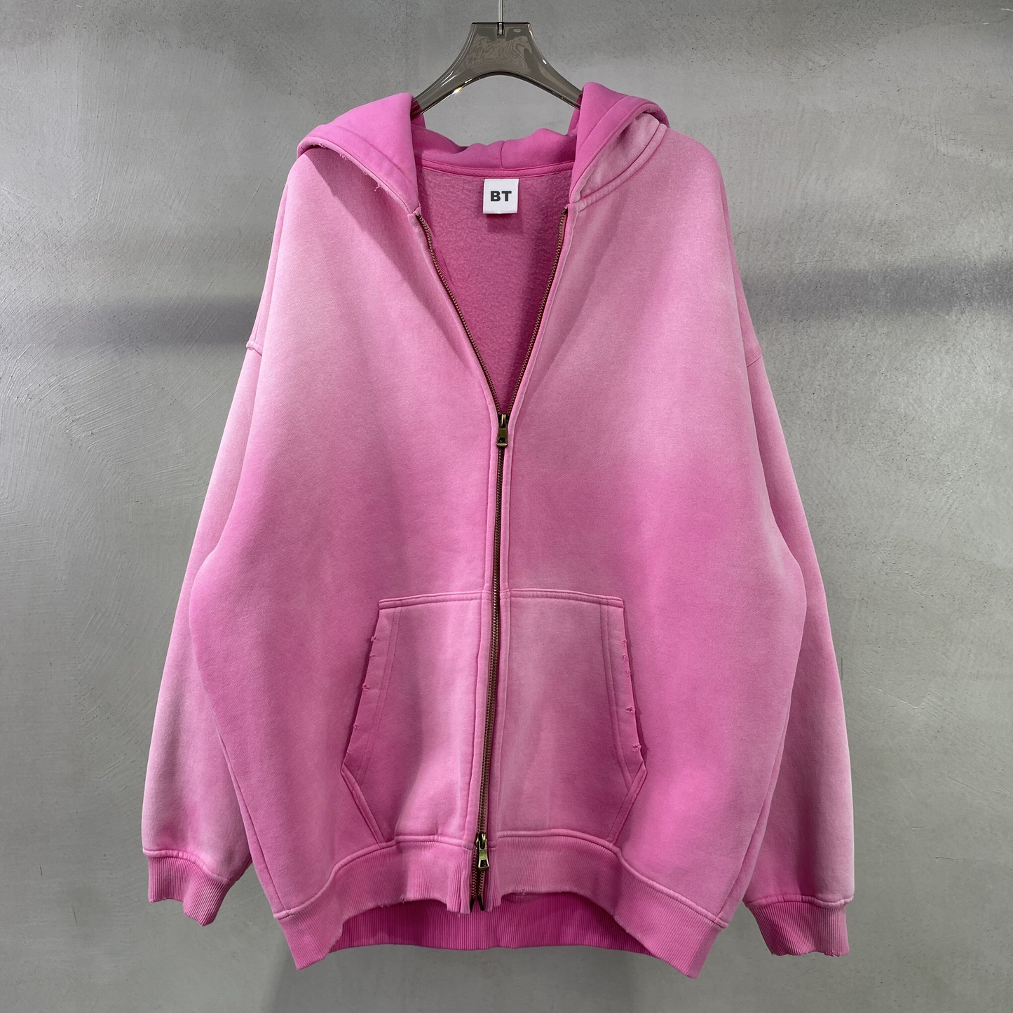 FADED DISTRESSED PINK ZIPPER